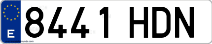 Ejemplo de matrícula de coche ordinaria 8441 HDN