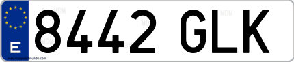 Ejemplo de matrícula de coche ordinaria 8442 GLK