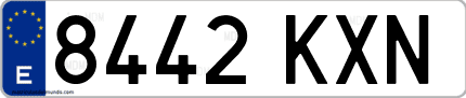 Ejemplo de matrícula de coche ordinaria 8442 KXN