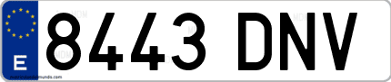 Ejemplo de matrícula de coche ordinaria 8443 DNV