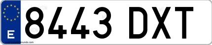 Ejemplo de matrícula española 8443 DXT