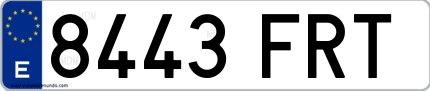 Ejemplo de matrícula española 8443 FRT
