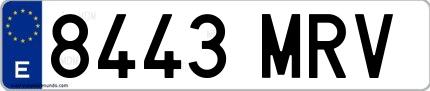 Ejemplo de matrícula española 8443 MRV