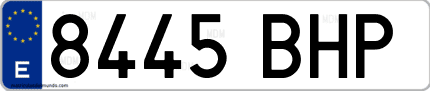 Ejemplo de matrícula de coche ordinaria 8445 BHP