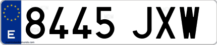 Ejemplo de matrícula de coche ordinaria 8445 JXW