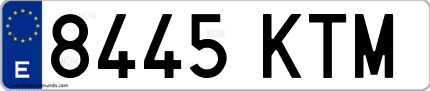 Ejemplo de matrícula de coche ordinaria 8445 KTM