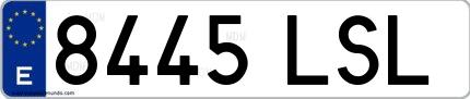 Ejemplo de matrícula española 8445 LSL