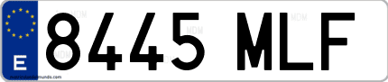 Ejemplo de matrícula de coche ordinaria 8445 MLF