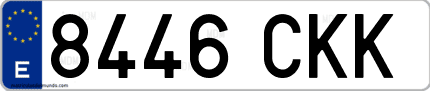 Ejemplo de matrícula de coche ordinaria 8446 CKK