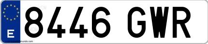 Ejemplo de matrícula española 8446 GWR