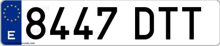 Ejemplo de matrícula española 8447 DTT