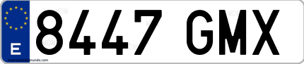 Ejemplo de matrícula de coche ordinaria 8447 GMX