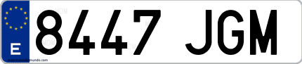 Ejemplo de matrícula de coche ordinaria 8447 JGM