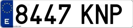 Ejemplo de matrícula española 8447 KNP