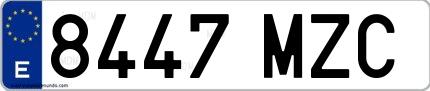 Ejemplo de matrícula española 8447 MZC