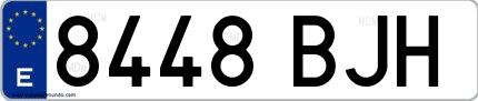Ejemplo de matrícula española 8448 BJH