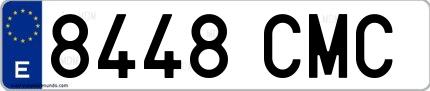 Ejemplo de matrícula española 8448 CMC
