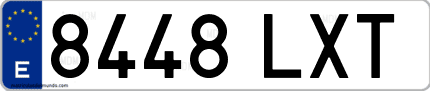 Ejemplo de matrícula de coche ordinaria 8448 LXT