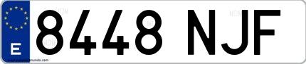 Ejemplo de matrícula española 8448 NJF