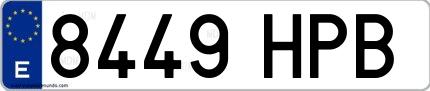 Ejemplo de matrícula española 8449 HPB