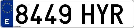 Ejemplo de matrícula española 8449 HYR