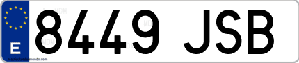 Ejemplo de matrícula de coche ordinaria 8449 JSB