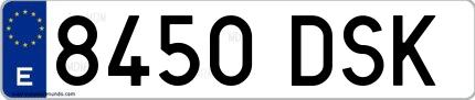 Ejemplo de matrícula española 8450 DSK