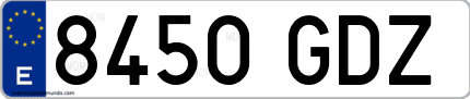 Ejemplo de matrícula de coche ordinaria 8450 GDZ