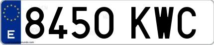 Ejemplo de matrícula española 8450 KWC