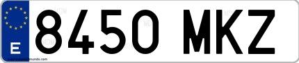 Ejemplo de matrícula española 8450 MKZ