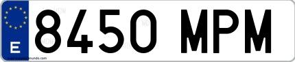 Ejemplo de matrícula española 8450 MPM
