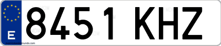 Ejemplo de matrícula de coche ordinaria 8451 KHZ