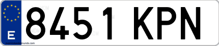 Ejemplo de matrícula de coche ordinaria 8451 KPN