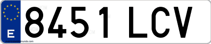 Ejemplo de matrícula de coche ordinaria 8451 LCV