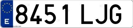 Ejemplo de matrícula española 8451 LJG
