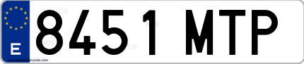 Ejemplo de matrícula de coche ordinaria 8451 MTP