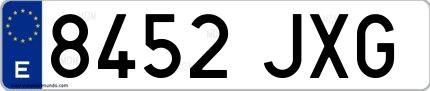 Ejemplo de matrícula española 8452 JXG