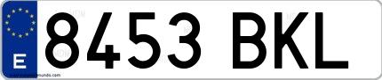 Ejemplo de matrícula española 8453 BKL