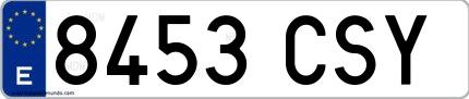Ejemplo de matrícula española 8453 CSY