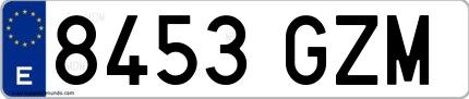 Ejemplo de matrícula española 8453 GZM