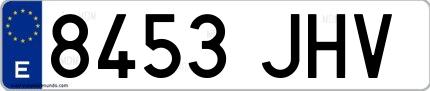 Ejemplo de matrícula española 8453 JHV