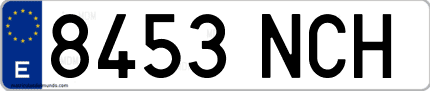 Ejemplo de matrícula de coche ordinaria 8453 NCH