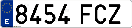 Ejemplo de matrícula de coche ordinaria 8454 FCZ