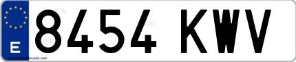 Ejemplo de matrícula española 8454 KWV
