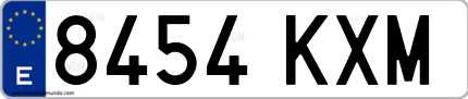 Ejemplo de matrícula de coche ordinaria 8454 KXM