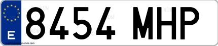 Ejemplo de matrícula española 8454 MHP