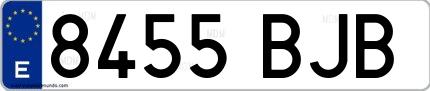Ejemplo de matrícula española 8455 BJB