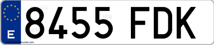 Ejemplo de matrícula de coche ordinaria 8455 FDK