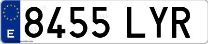 Ejemplo de matrícula española 8455 LYR