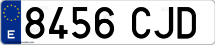Ejemplo de matrícula de coche ordinaria 8456 CJD